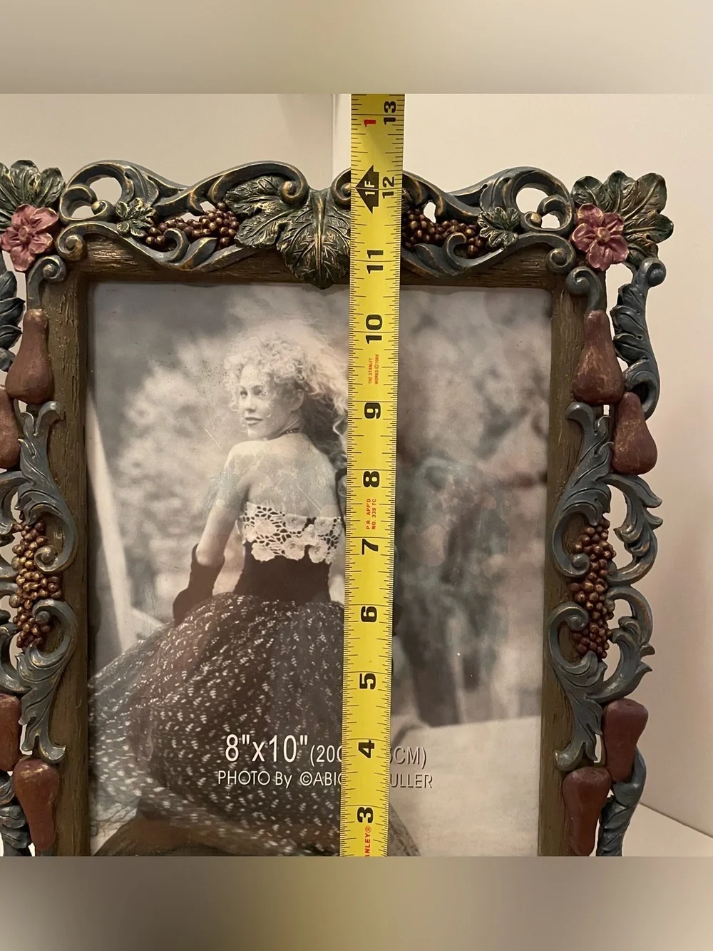 8x10 Photo Frame Fruit And Floral Cast Resin Art Nouveau